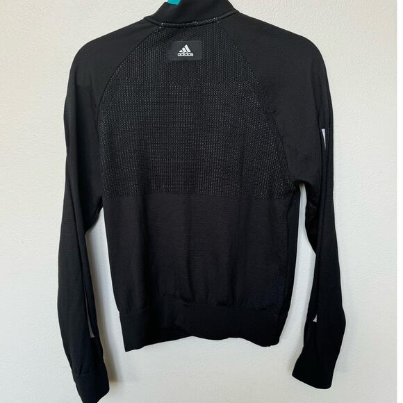Adidas 3 Stripe Jersey Knit Full Zip Bomber Track Jacket Black Women's Size XS - Picture 2 of 7